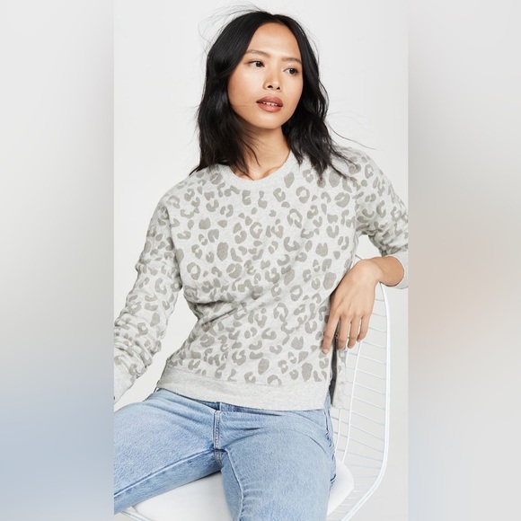 RAILS Leopard Animal Print Sweater Pullover Sweatshirt Marlo Flocked Grey Modal - Picture 7 of 13